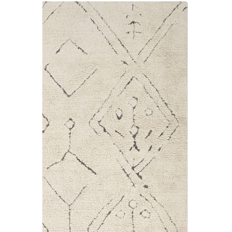 Tapis ivoire / multicolore noué à la main de style sud-ouest Lebern, Rectangle 6 pi x 9 pi