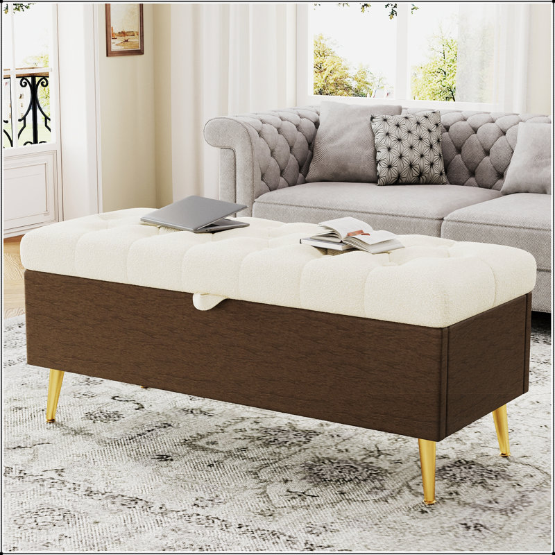 Banc de rangement avec repose-pieds Modern, Beige