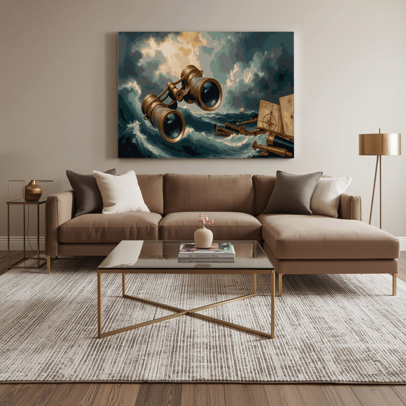 «Nautical Jumelles», art mural sur toile noire, H 11 po x l 14 po