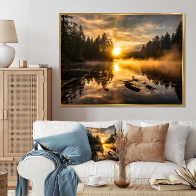 «Misty Morning Over The River with Golden Sunrise I», reproduction sur toile
