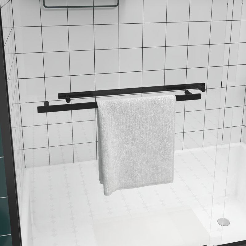 Aluminum Frame Double Sliding Bathtub Screen,Bypass Bathroom Sliding Door With Premium 1/4" (6Mm) Clear Tempered Glass, Hardware Sliding Glass Shower Enclosure