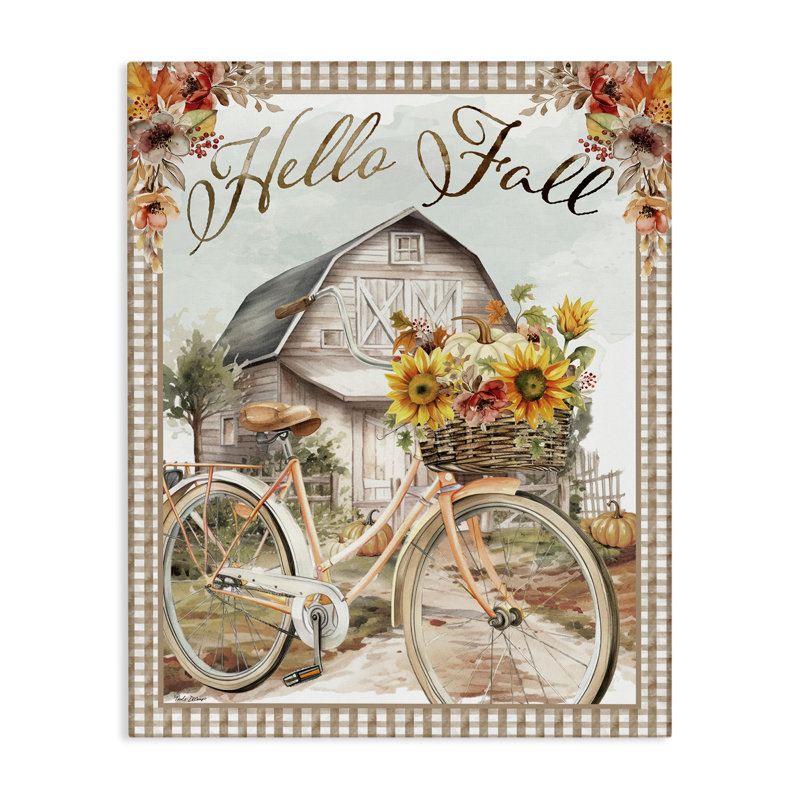 «Hello Fall Cottage Vélo» par Nicole DeCamp, H 48 po x l 36 po