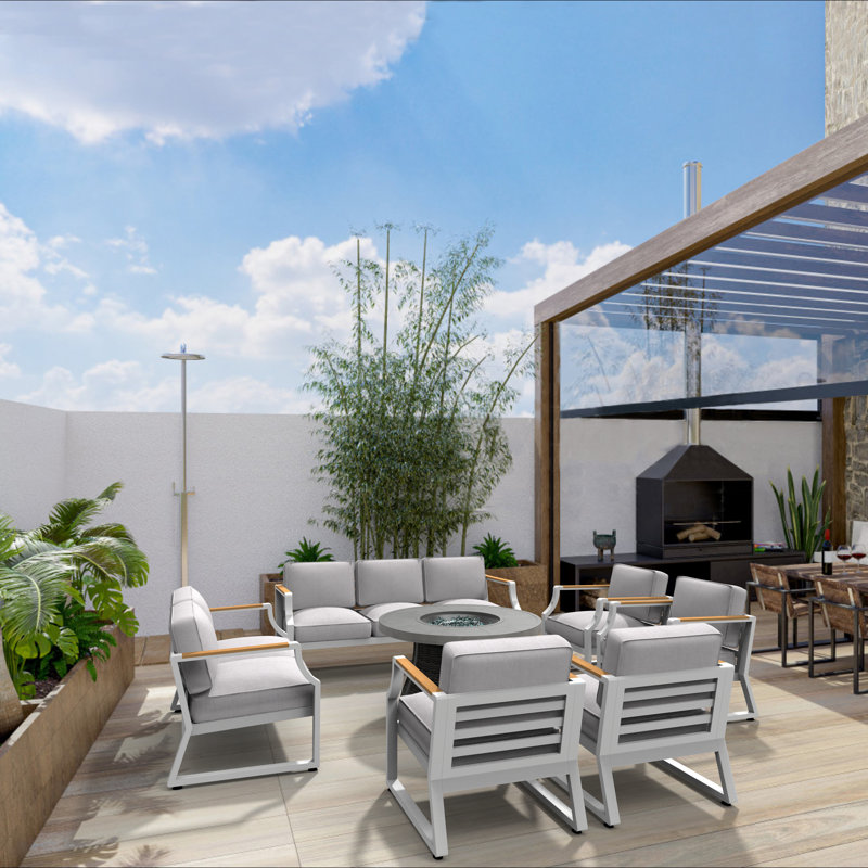 Kimley 9 - Person Patio Conversation Set with Cushions