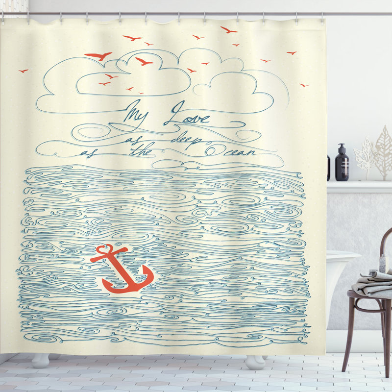Shower Curtain with Hooks Included, 70" H x 69" W