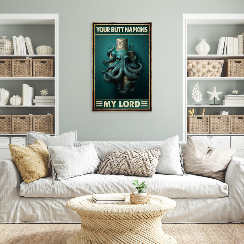 Octopus Your Butt Napkins My Lord 1 - 1 Piece Rect " Octopus Your Butt Napkins My Lord 1 ", 36" H x 24" W x 1.25" D