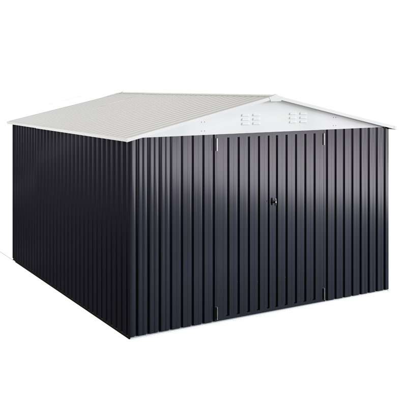 12 ft. W x 10 ft. D Outdoor Metal Shed Storage with Updated Frame Structure and Lockable Doors