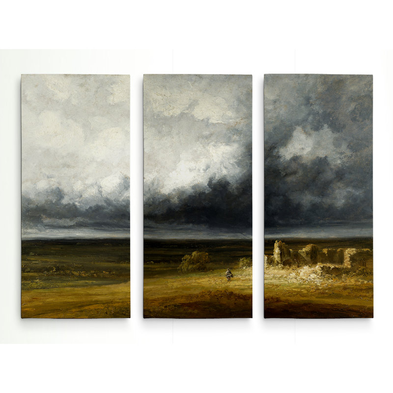 Paysage orageux - Reproduction d'art sur toile multi-pièces, H 24 po x l 36 po x P 1,5 po
