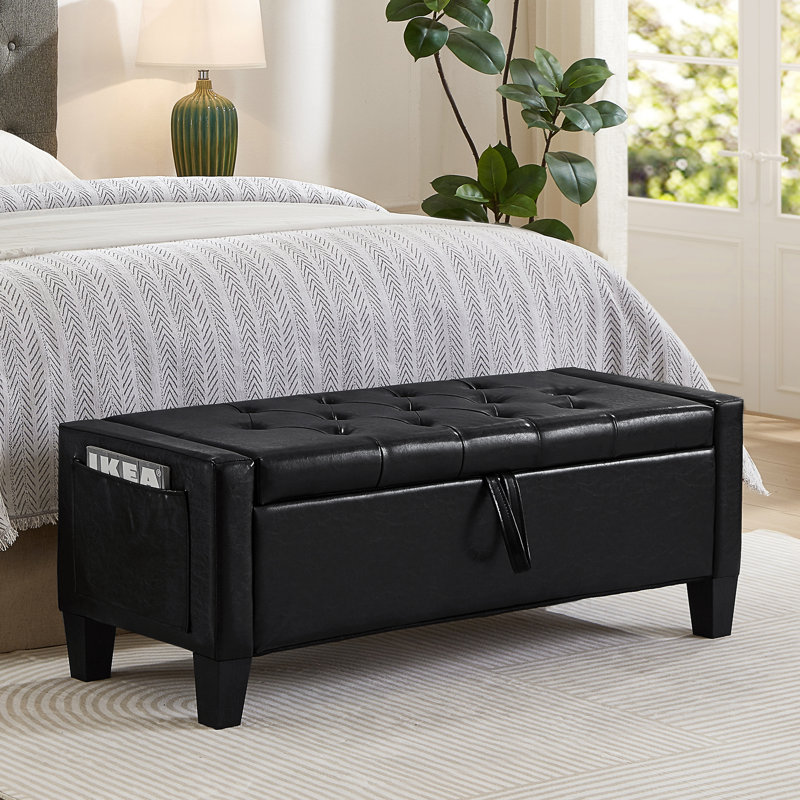 Ottoman with Storage, Black