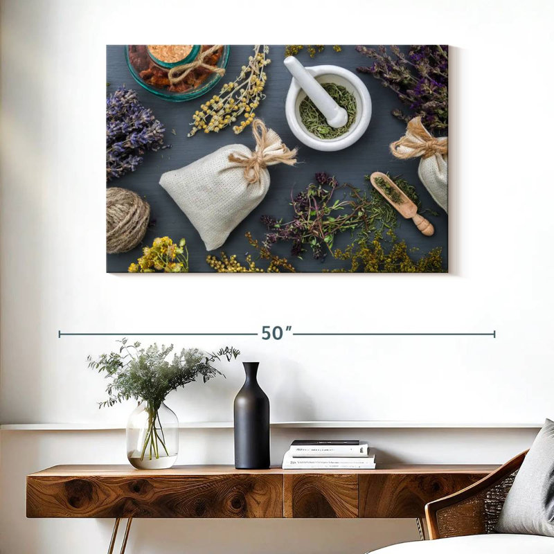Dried Medicinal Herbs, 26" H x 39" W