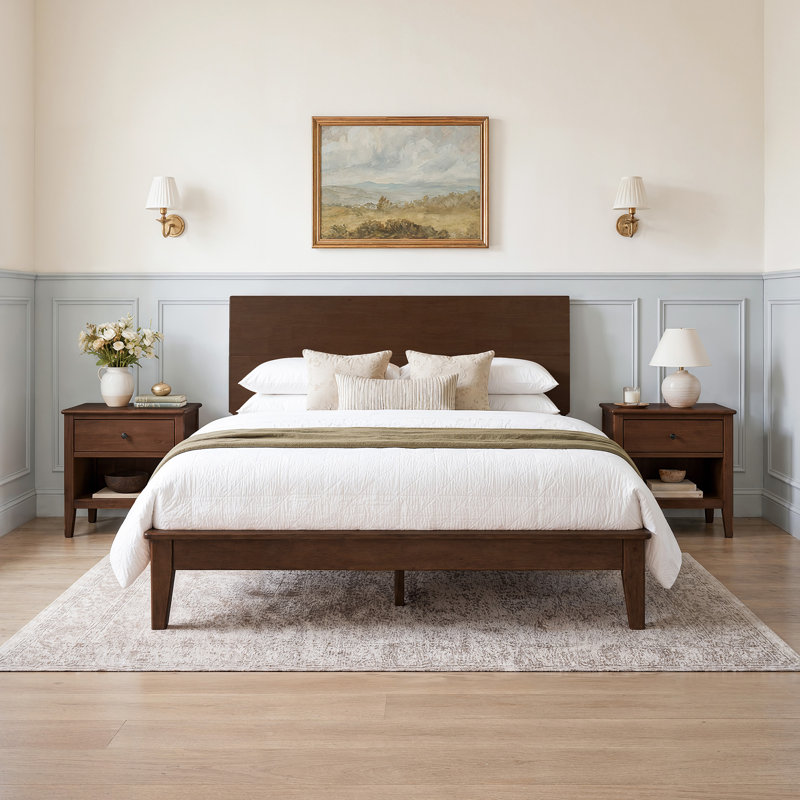Lit plateforme Lexi, Grand lit, Noyer foncé