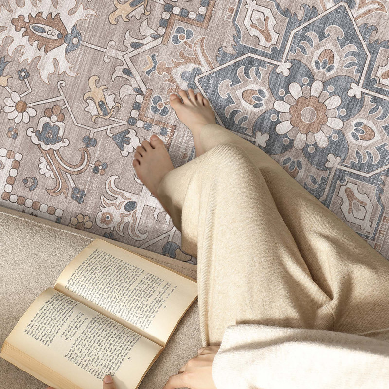 Oriental Rug, Rectangle 4' x 6', Beige/Gray