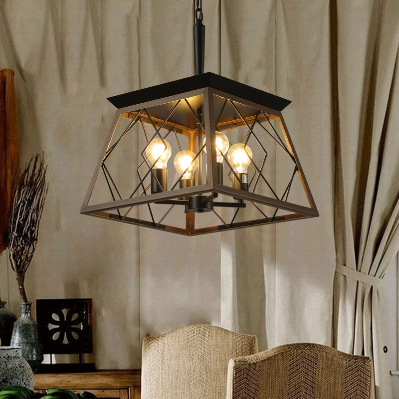 4-Walnut colored dimmable iron pendant light, Walnut