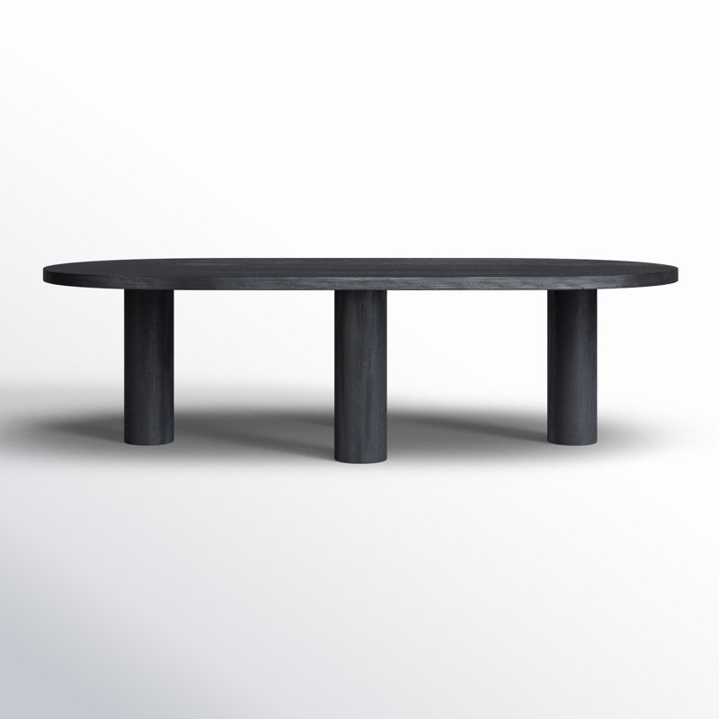 Table basse ovale en bois massif Toriano, Noir
