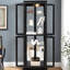 Armoire en verre à six niveaux avec éclairage intégré, cloison mobile, plateau carré élégant pour le rangement du vin, tablettes personnalisables, charnière lisse et