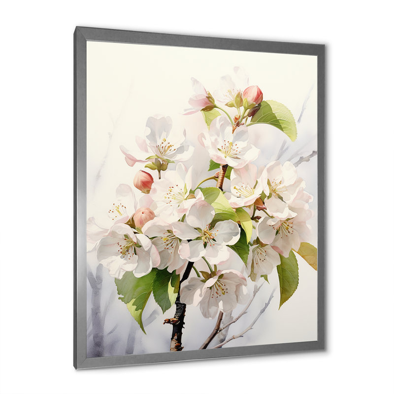 Cameley Apple Blossom translucide lueur III sur toile, H 40 po x l 30 po x P 1,5 po, Cadre simple argenté