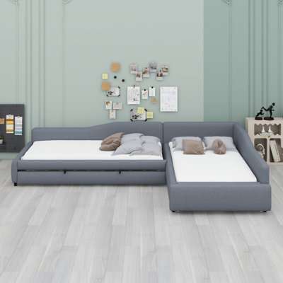  Wooden Daybed With Trundle and Drawer