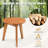 Round Teak-Color Solid Wood Tripod Patio Side Table