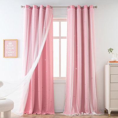 4 Panels Starry Night Blackout Curtains - Double Layer, 39x78 inches, Openwork Star Design, Elegant Blackout Curtains for Bedrooms, Bedroom Curtains