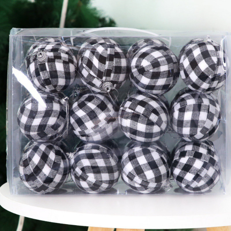 Ensemble de 24 boules à carreaux, Noir / blanc