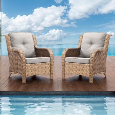 Patio Furniture Chairs Outdoor Chair - 2 Piece Wicker Rattan Chairs Set With High Back And Deep Seating For Deck Porch Balcony Backyard Garden