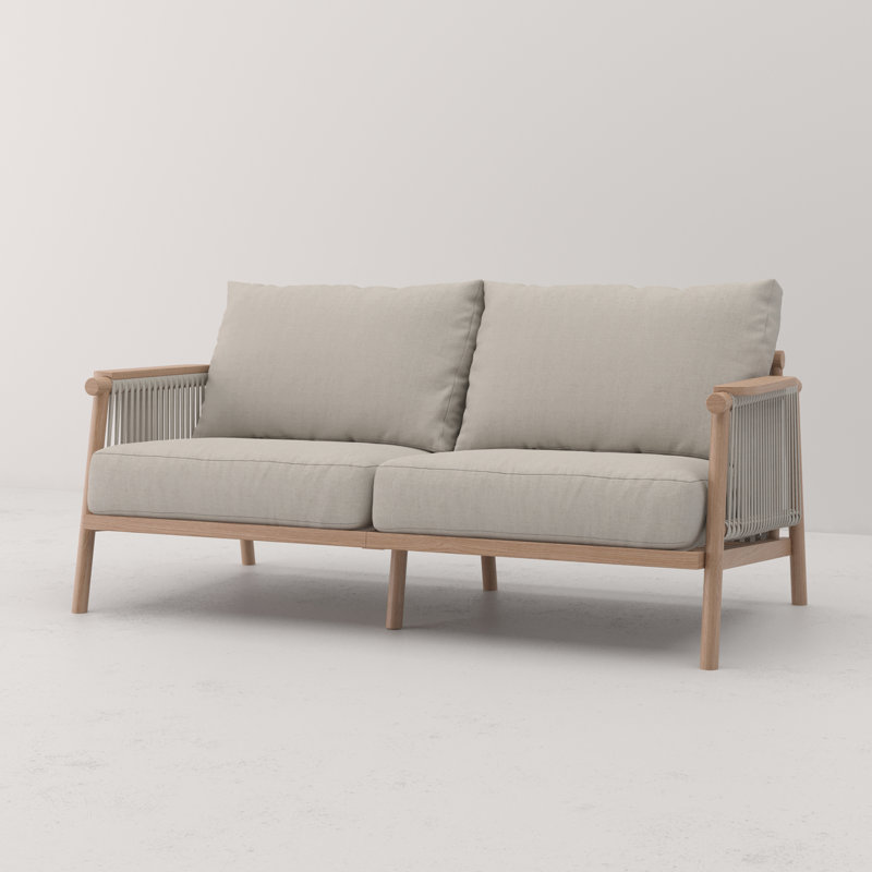 Canapé d'extérieur avec coussins Jeneya, 23.4" H x 65'" W x 33.4" D