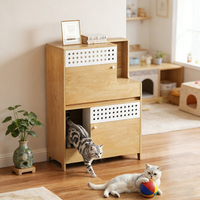 Table d'appoint cachée pour litière avec rangement