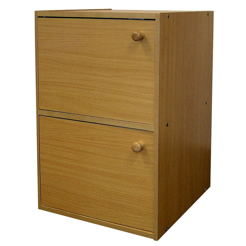 Étagère à livres 24 po avec portes de 24 po de hauteur - Le bois au fini naturel ajoute du rangement supplémentaire pour le bureau, le salon et l'espace