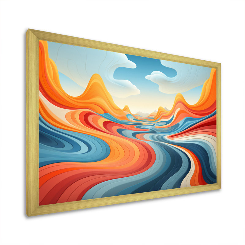 Op Rhythmic Illusion sur toile, Encadrement doré, H 12 po x l 20 po x P 1 po