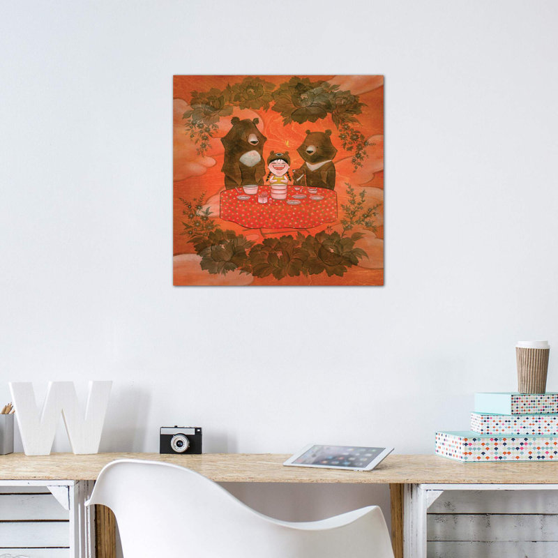 «Three Bears» par Martin Hsu - reproduction d'art, Toile tendue, Pas de tapis, H 12 po x l 12 po x P 0,75 po