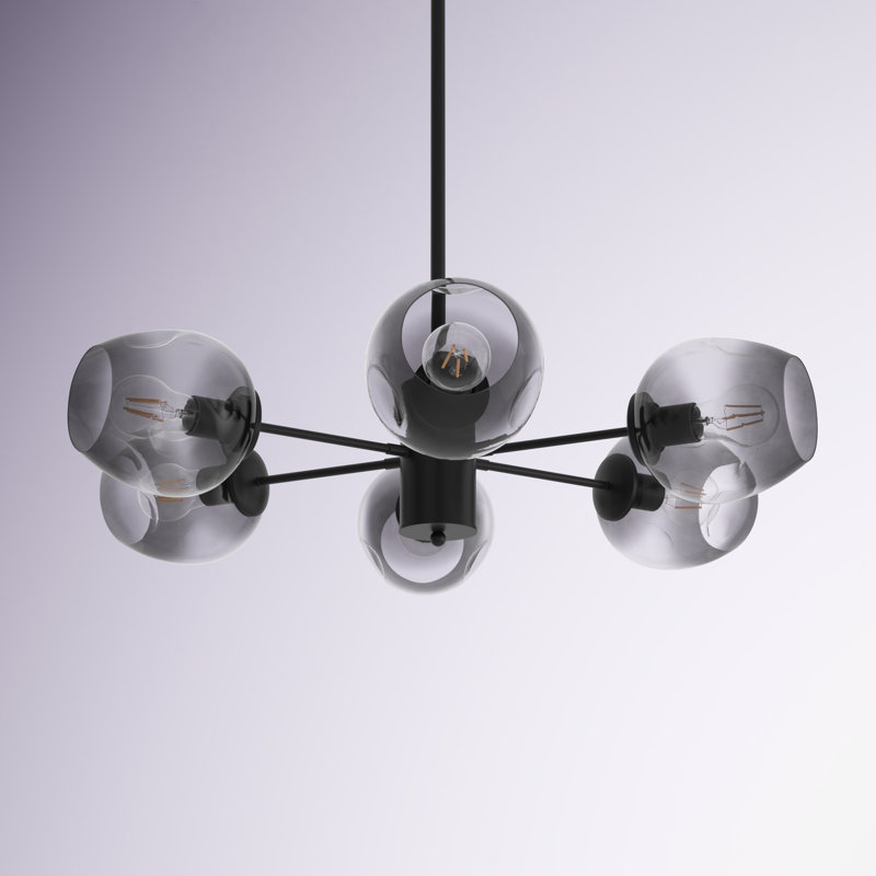 Lustre linéaire spoutnik moderne à 6 lumières Kye, Noir