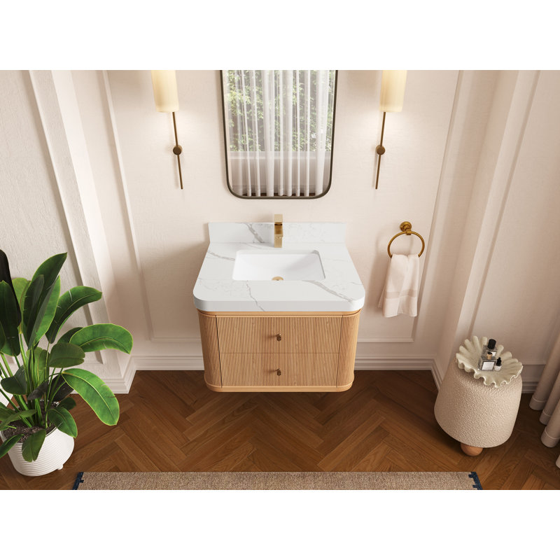Chêne flottant Hampton X P 22 po De salle de bain, 2 PO – quartz Calacatta Laza
