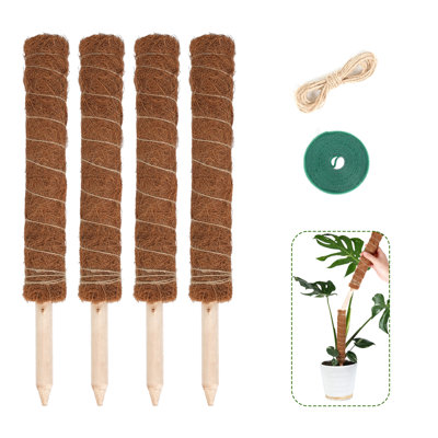 4-Pack Moss Pole for Plants – 16.5 Inch Coir Totem Stakes for Indoor Plant Support to Grow Upwards