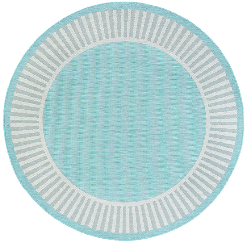 Abington Striped Machine Woven Indoor/Outdoor Area Rug, Round 5'3"