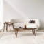 Modern Coffee Table, Walnut Colour, 45.3 x 15.0 x 19.0 inches | 100% High Quality Pine Wood Frame & 100% Beech Wood Legs | Stylish Geometric Design, Perfect for Living Room & Contemporary Spaces