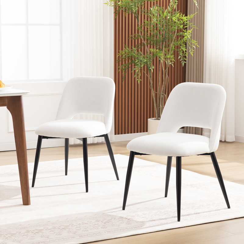 Ensemble de 2 chaises de salle à manger rembourrées en chenille, Blanc