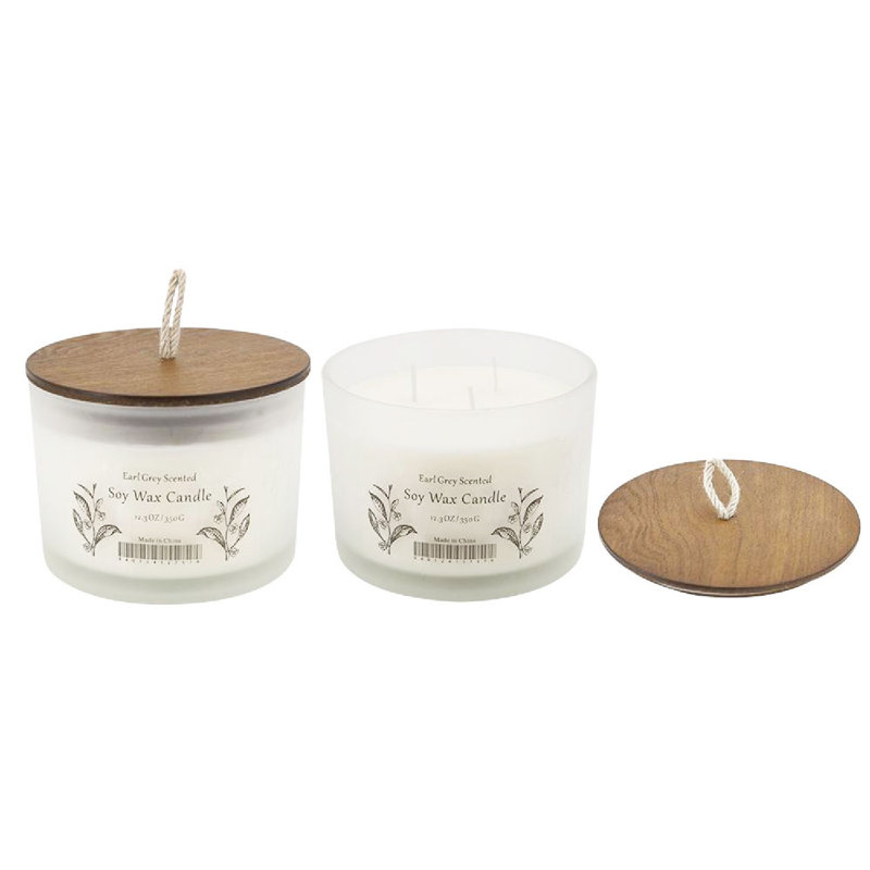 Bougies en cire de soja parfumées 12,2 oz Earl Grey - 65 heures - Ensemble de 4 - Ivoire