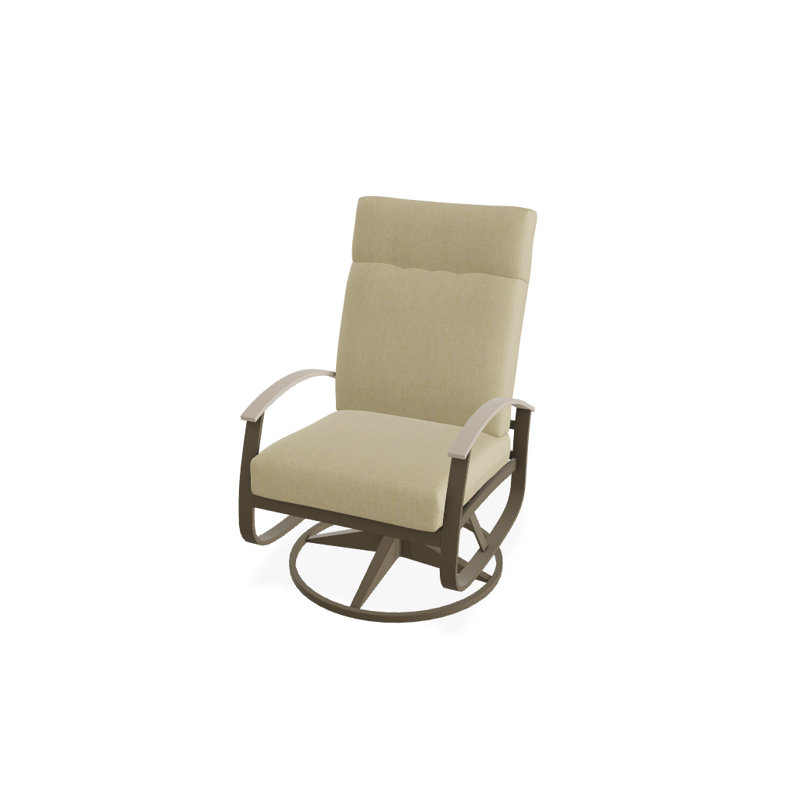 Chaise de patio pivotante avec coussins Askar, Sahara, Désert P60, Bois de plage texturé