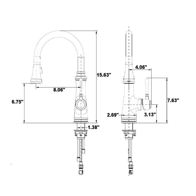 Allora USA Pull Out Kitchen Faucet, Brushed Nickel