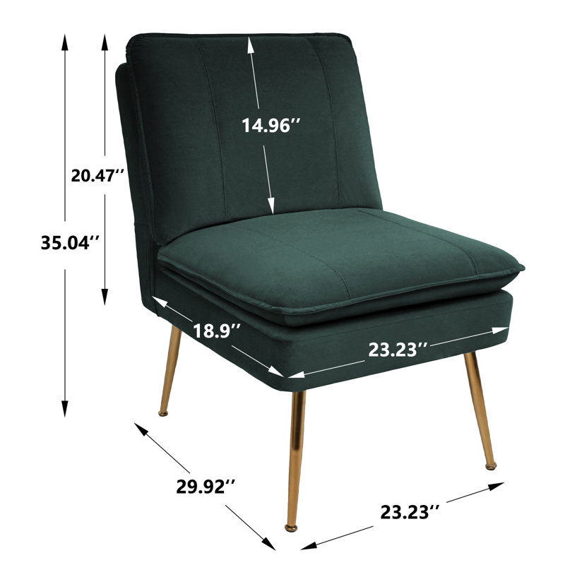 Chaise d'appoint capitonnée de 23,3 po de large Rheece, Tissu vert foncé