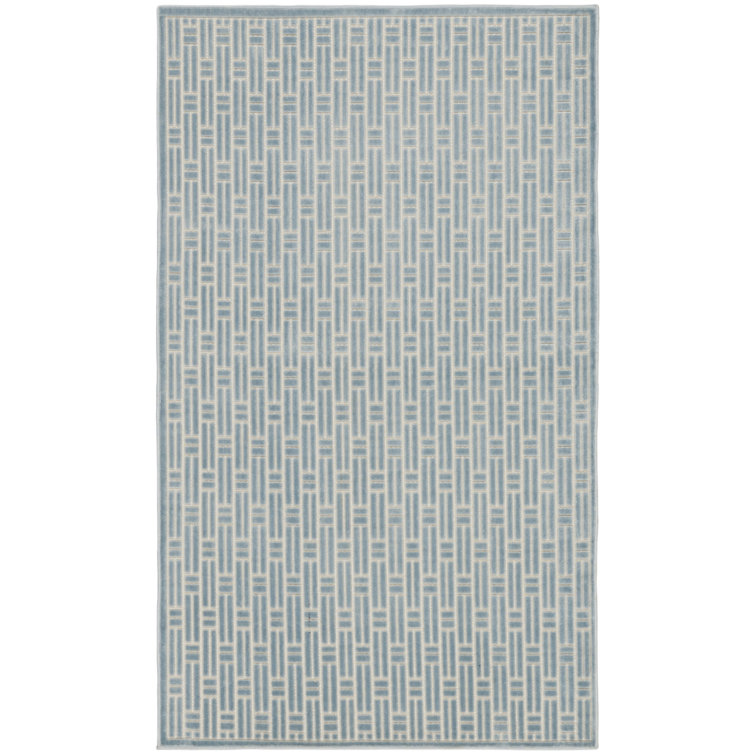 Nourison Washable Charm 3' x 5' Blue Ivory Modern Indoor Rug