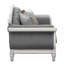 Causeuse Florian en tissu gris et blanc antique avec 3 coussins