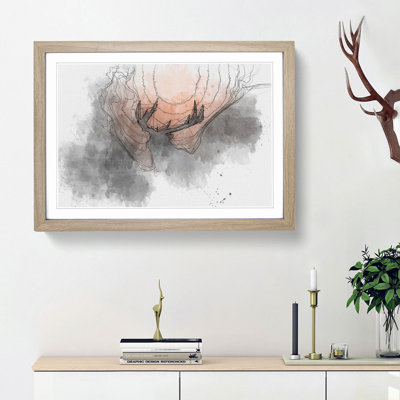 Stag in the Sunset in Abstract - Picture Frame Graphic Art Print