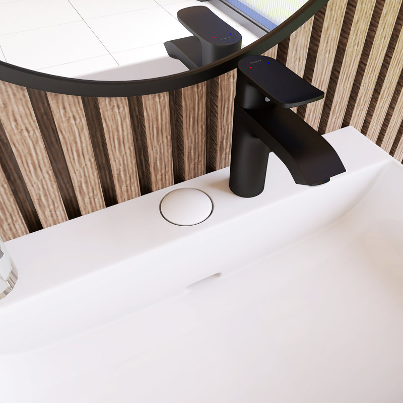 Ensemble de meuble-lavabo autoportant 24 po avec comptoir en céramique 24 po, Noir, Blanc