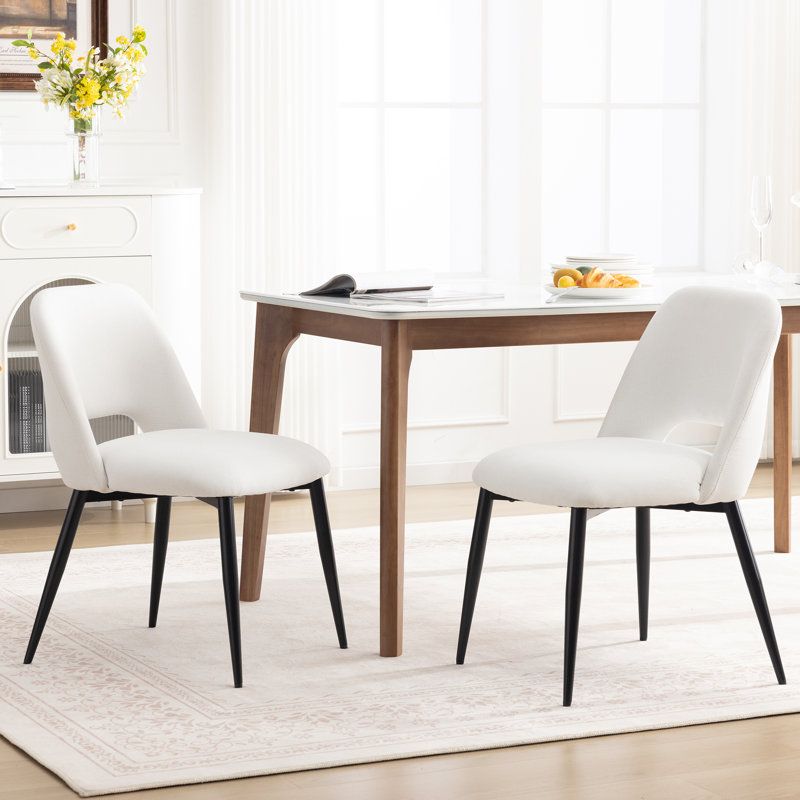 Upholstered Chenille Side Dining Chair（Set of 2）, White