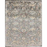 Hand-Knotted High-Quality Brown and Light Blue Area Rug