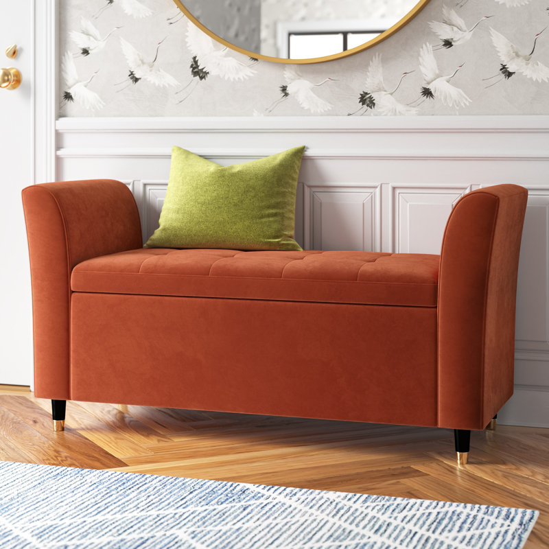 Abbingt Upholstered Storage Bench, Russet