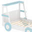 Mignon lit plateforme pour enfants en forme de voiture avec tablettes de rangement, idéal pour les chambres amusantes et organisées-243284328