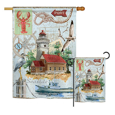 Ensemble de 2 drapeaux en polyester à 2 faces et imprimées en polyester nautique seaside