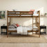 Lit superposé simple au-dessus de simple en bois massif avec table de chevet 3 pièces Aon Ames