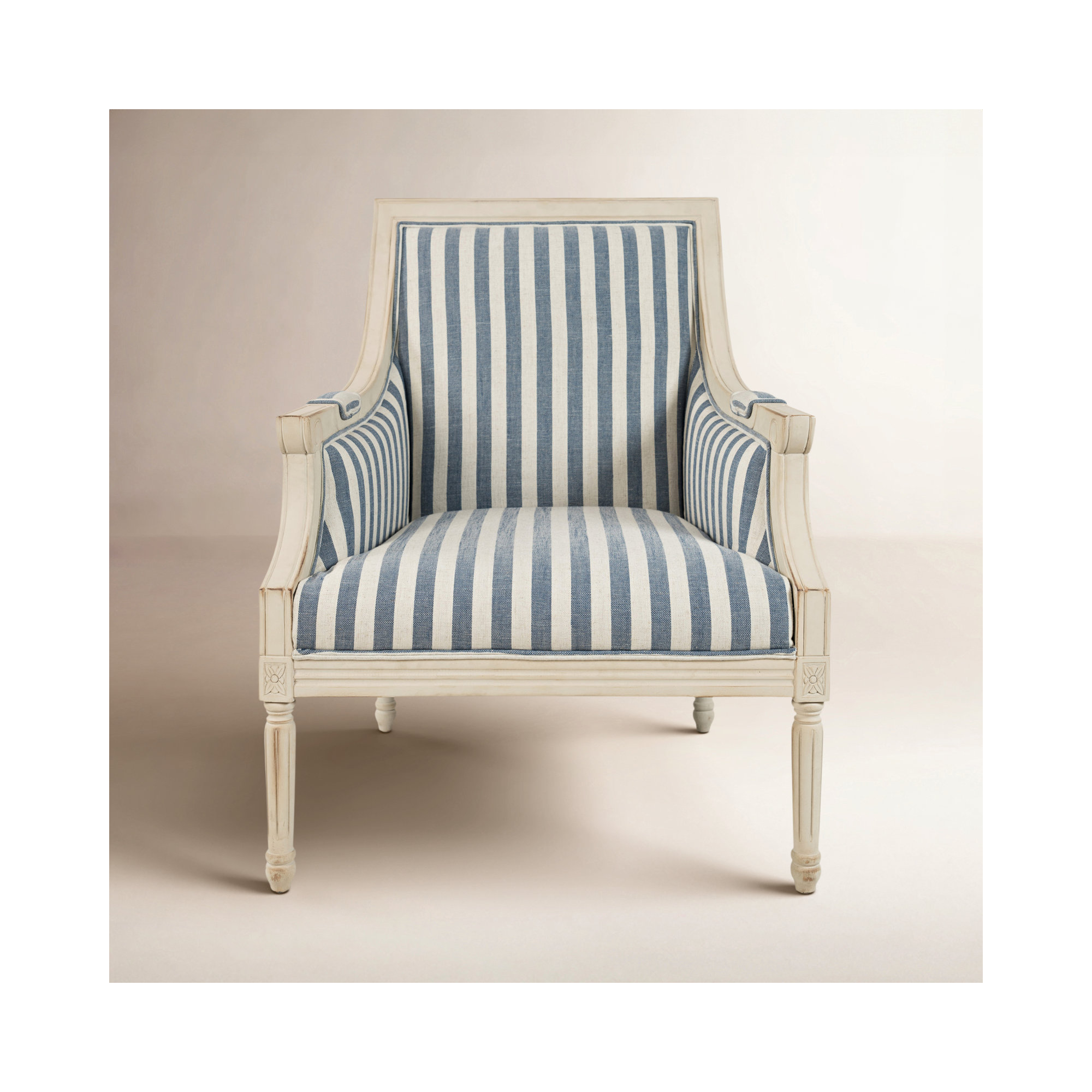 Rowena Upholstered Armchair, Blue Striped